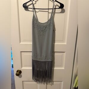 NWT Gray Flapper Fringe Dress, Size: XS